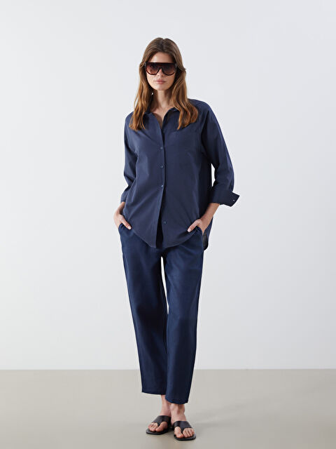 LCW Vision Beli Lastikli %100 Keten Kadın Pantolon - S5O265Z8-HFK