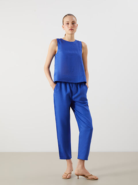 LCW Vision Beli Lastikli %100 Keten Kadın Pantolon - S5O265Z8-HGU