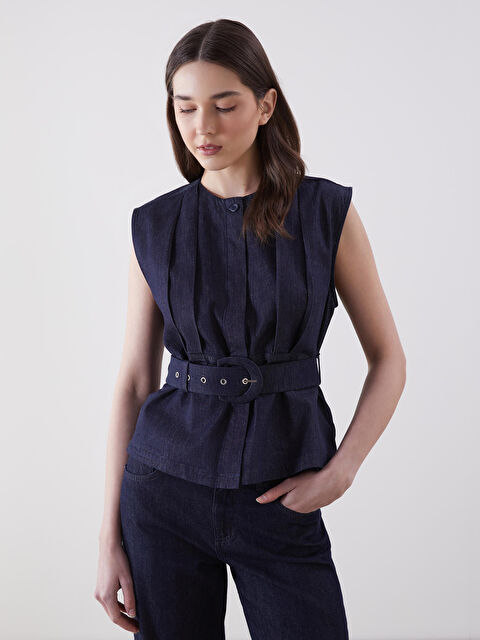 LCW Vision Bisiklet Yaka Kadın Jean Yelek - S5O316Z8-309