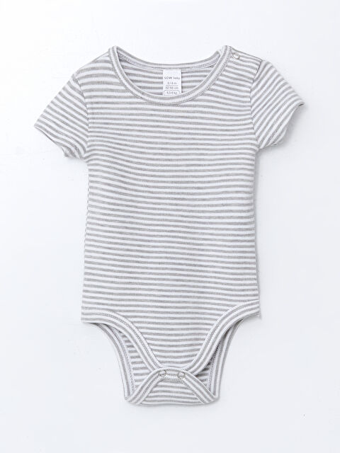LCW baby Bisiklet Yaka Çizgili Erkek Bebek Çıtçıtlı Body - S5O352Z1-LFC