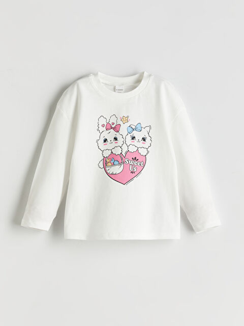 LCW Kids Bisiklet Yaka Baskılı Kız Çocuk Pijama Üst - S5O401Z1-R9J