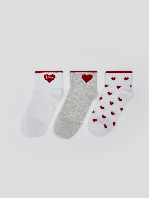 LCW Kids Desenli Kız Çocuk Patik Çorap 3'lü - S5O412Z4-J5F