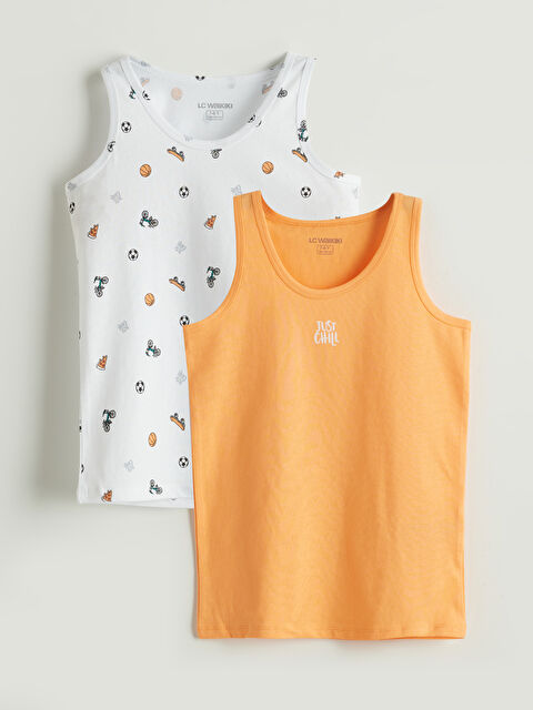 LCW Kids Bisiklet Yaka Baskılı Erkek Çocuk Atlet 2'li - S5O437Z1-LU7
