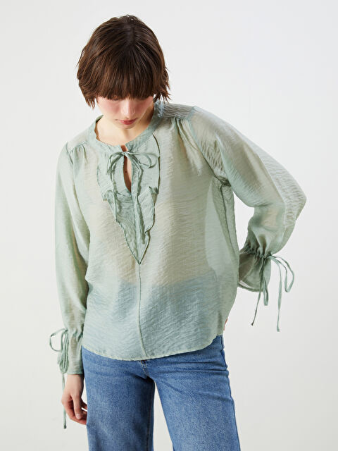 LCWAIKIKI Classic Bağlamalı Yaka Kadın Bluz - S5O496Z8-GBN