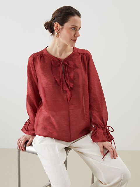 LCWAIKIKI Classic Bağlamalı Yaka Kadın Bluz - S5O496Z8-R1W