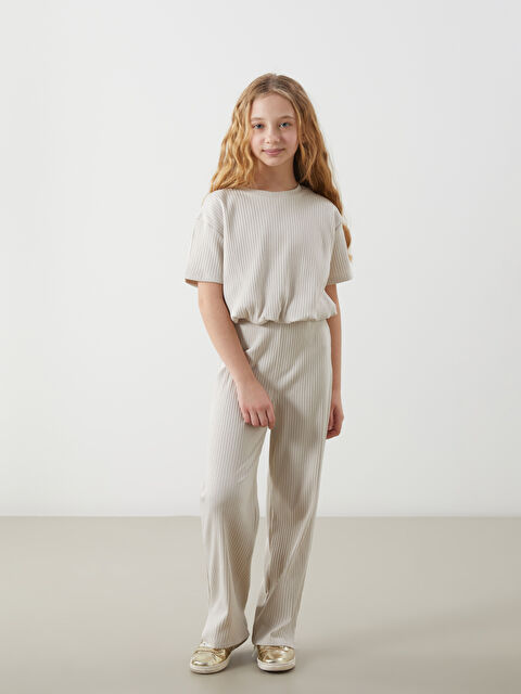 LCW Kids Bisiklet Yaka Kız Çocuk Tişört ve Pantolon - S5O504Z4-FZJ