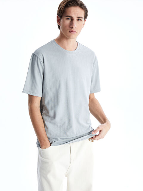 XSIDE Bisiklet Yaka Çizgili Erkek Dokulu Tişört - S5O508Z8-J0M