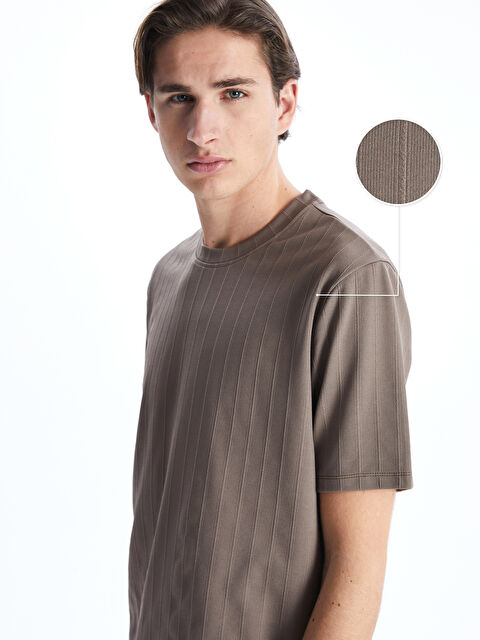 XSIDE Bisiklet Yaka Çizgili Erkek Dokulu Tişört - S5O508Z8-PRP