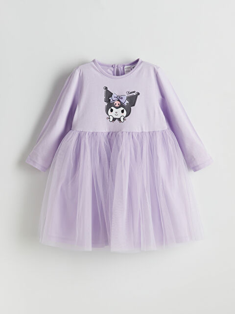 LCW Kids Kuromi Baskılı Kız Çocuk Tütülü Elbise - S5O540Z1-G0W