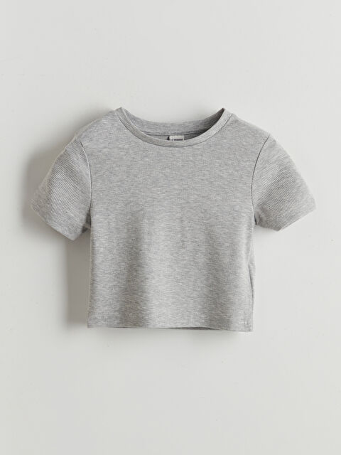 LCW Kids Bisiklet Yaka Kız Çocuk Crop Tişört - S5O556Z4-D5C