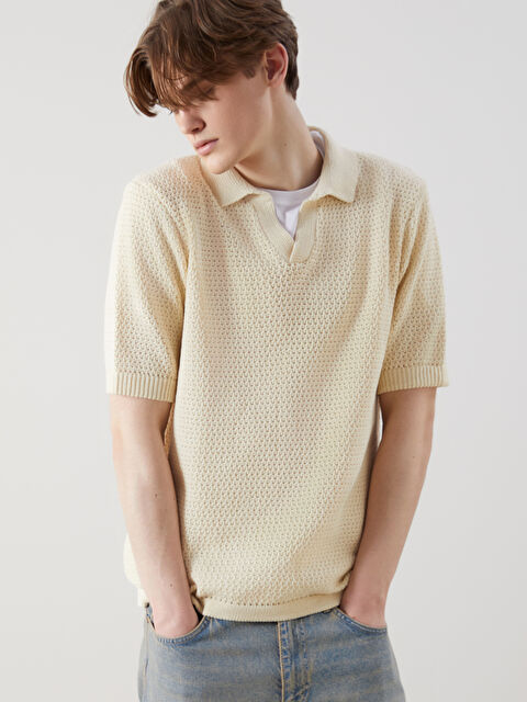 XSIDE Polo Yaka Kısa Kollu Erkek Triko Kazak - S5O579Z8-FX0