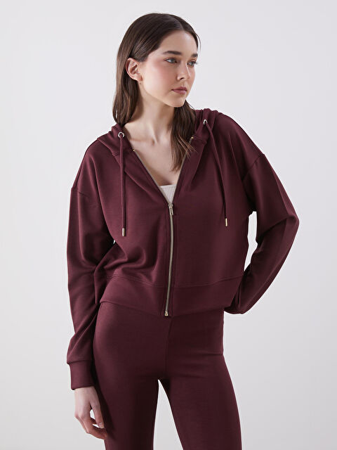 LCW Vision Kapüşonlu Crop Kadın Fermuarlı Sweatshirt - S5O581Z8-HFA