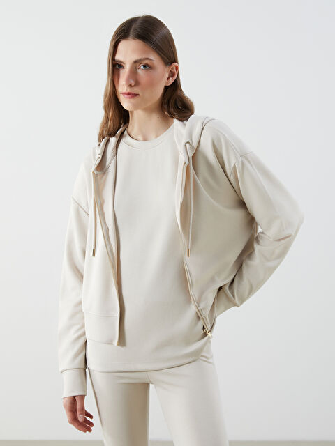 LCW Vision Kapüşonlu Crop Kadın Fermuarlı Sweatshirt - S5O581Z8-QW6