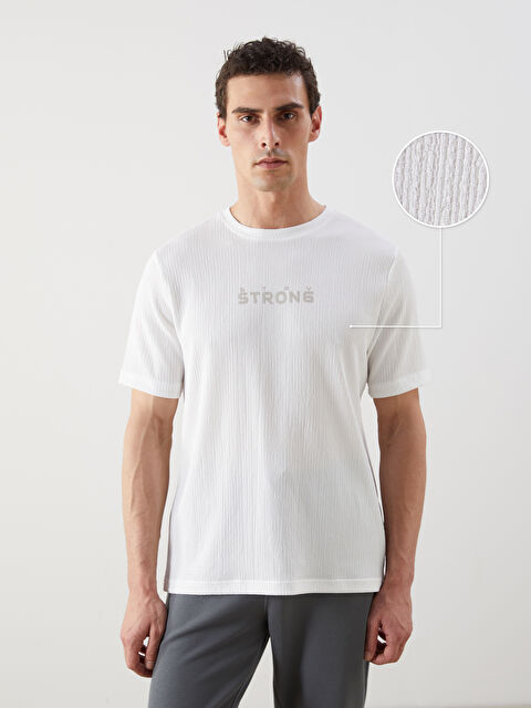 LCWAIKIKI Classic Bisiklet Yaka Baskılı Erkek Dokulu Tişört - S5O611Z8-R9J