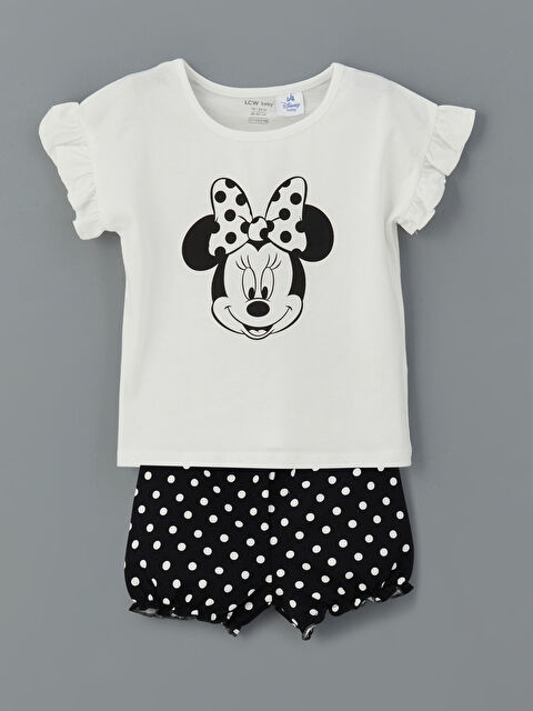 LCW baby Minnie Mouse Baskılı Kız Bebek Bluz ve Şort 2'li