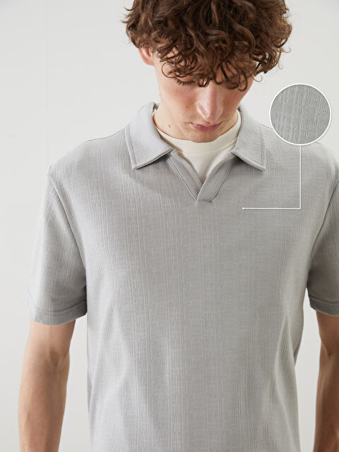 XSIDE Polo Yaka Erkek Dokulu Tişört - S5O648Z8-J2B