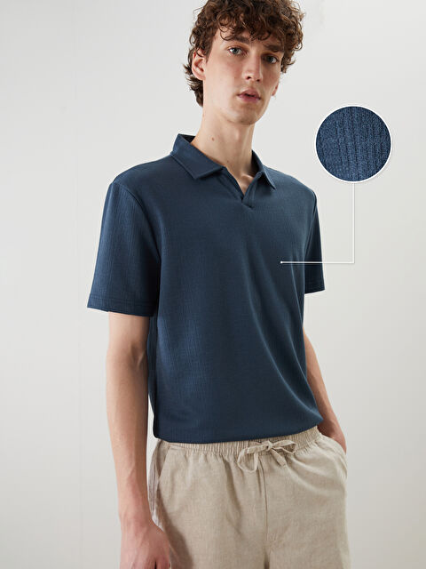 XSIDE Polo Yaka Erkek Dokulu Tişört - S5O648Z8-J3M