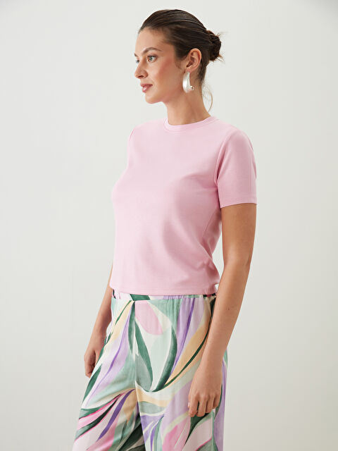 LCWAIKIKI Classic Bisiklet Yaka Kadın Tişört - S5O661Z8-GA5