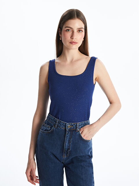 LCWAIKIKI Classic U Yaka Desenli Kadın Atlet - S5O664Z8-HKW