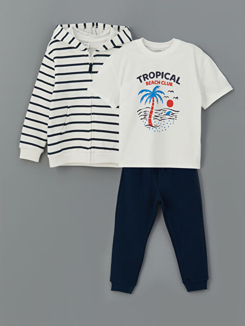 LCW Kids Baskılı Erkek Çocuk Hırka Tişört ve Eşofman Alt 3'lü - S5O688Z1-LRA