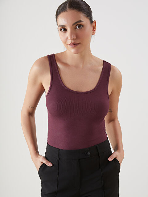 LCWAIKIKI Classic U Yaka Dokulu Kadın Atlet - S5O698Z8-JKP