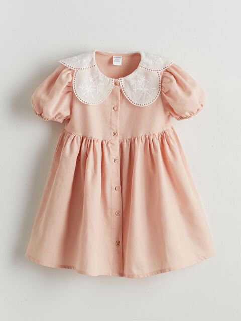 LCW Kids Bebe Yaka Kız Çocuk Gabardin Elbise - S5O745Z1-G4J