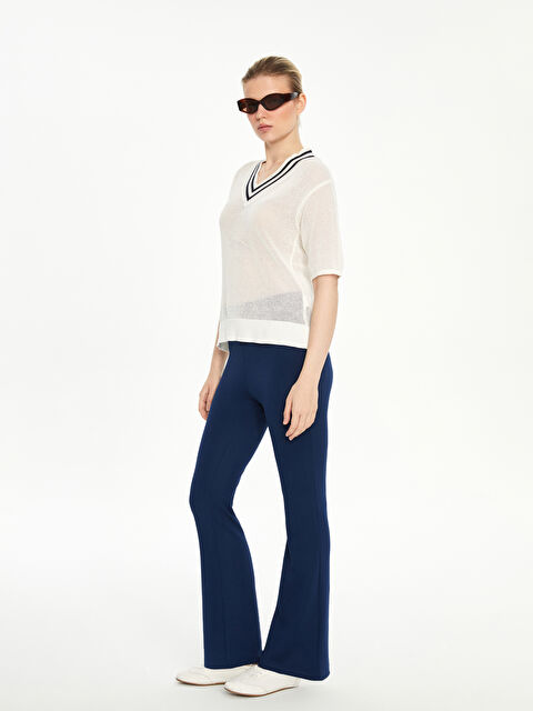 LCWAIKIKI Classic Beli Lastikli İspanyol Paça Kadın Tayt Pantolon