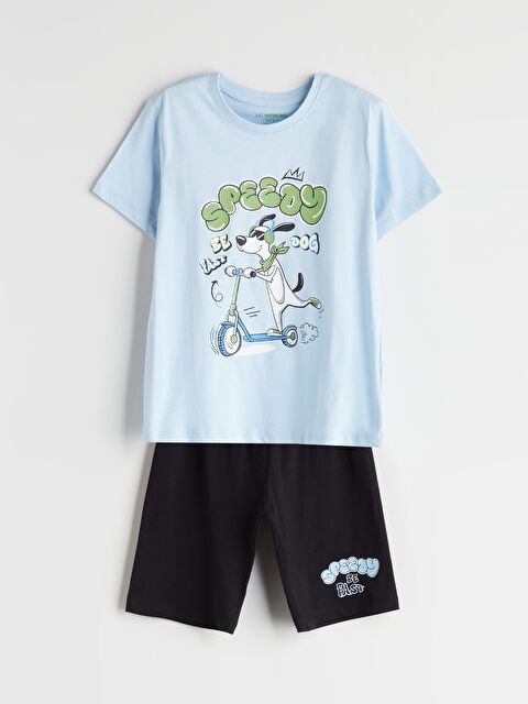 LCW Kids Bisiklet Yaka Erkek Çocuk Şortlu Pijama Takımı - S5O776Z4-FMR