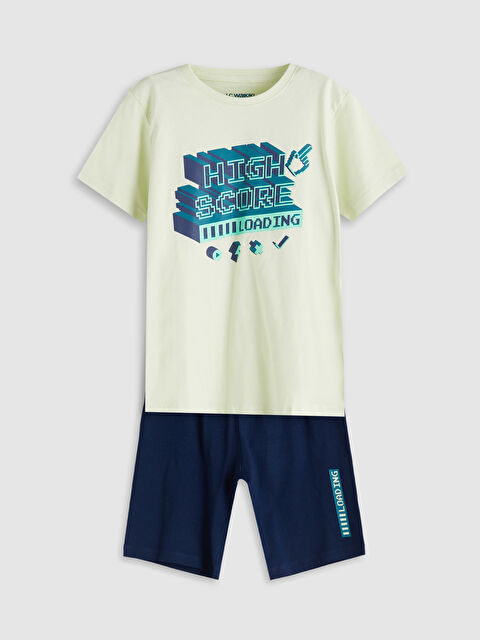 LCW Kids Crew Neck Boys' Shorts Pyjama Set - S5O780Z4-FRK