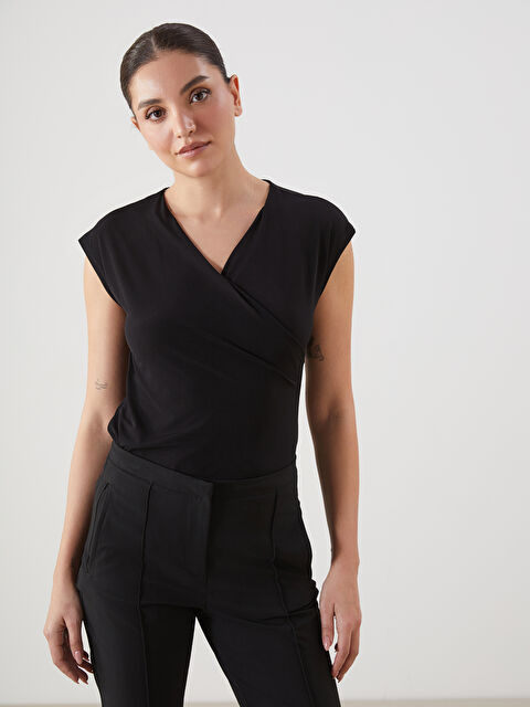 LCWAIKIKI Classic Kruvaze Yaka Kadın Bluz - S5O786Z8-CVL