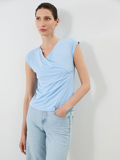 LCWAIKIKI Classic Kruvaze Yaka Bluz - S5O786Z8-FFS