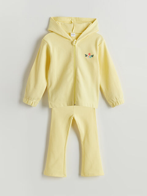 LCW Kids Kapüşonlu Kız Çocuk Hırka ve Tayt 2'li - S5O822Z1-FRL