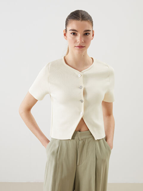 XSIDE V Yaka Kadın Triko Hırka - S5O839Z8-F0B