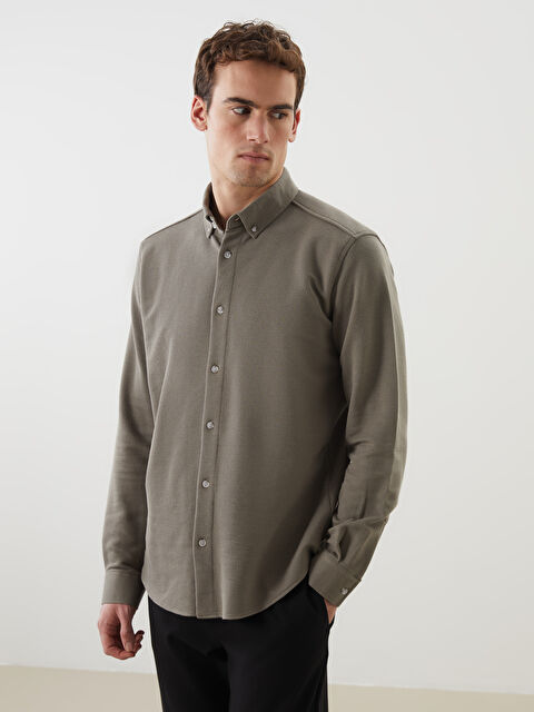 LCW Vision Slim Fit Uzun Kollu Erkek Gömlek - S5O856Z8-D1G