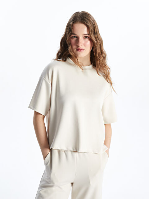 XSIDE Bisiklet Yaka Oversize Kadın Tişört - S5O871Z8-FF7