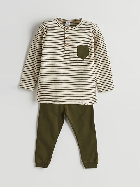 LCW Kids Çizgili Erkek Çocuk Tişört ve Pantolon 2'li - S5O966Z1-LFC