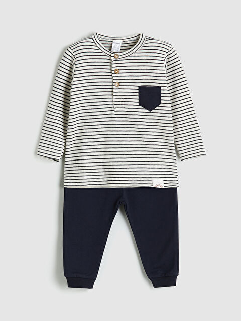 LCW Kids Çizgili Erkek Çocuk Tişört ve Pantolon 2'li - S5O966Z1-SZ5