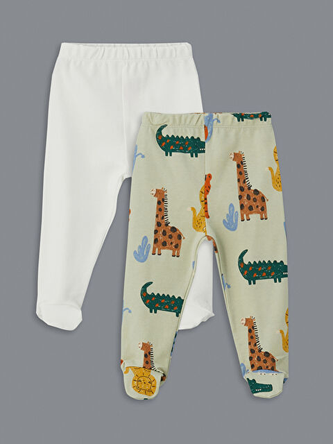 LCW baby Dinozor Baskılı Çoraplı Erkek Bebek Pijama Alt 2'li - S5OA04Z1-LRR