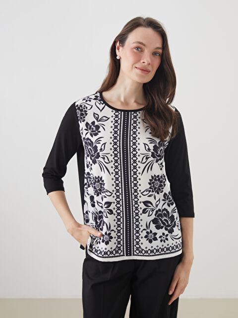 LCW Grace Bisiklet Yaka Desenli Kadın Bluz - S5OA31Z8-CVL