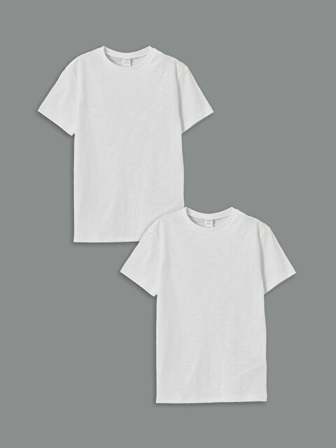 LCW Kids Bisiklet Yaka Basic Erkek Çocuk Tişört 2'li - S5OA32Z1-Q6K