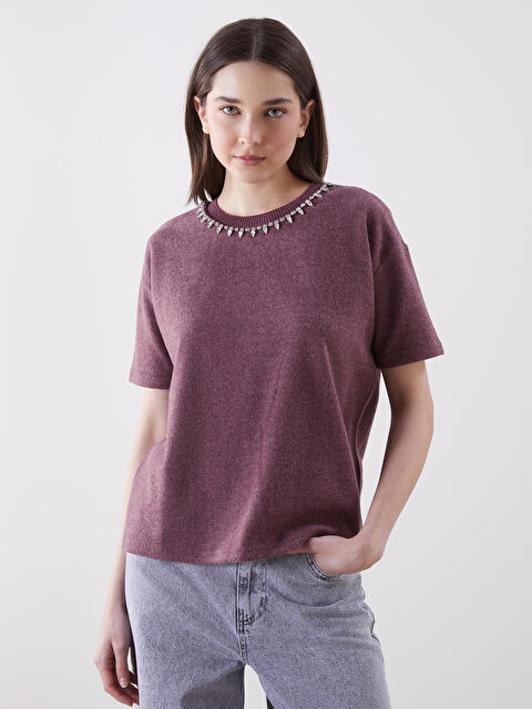 LCW Vision Bisiklet Yaka Taşlı Kadın Triko Kazak - S5OA44Z8-D7F