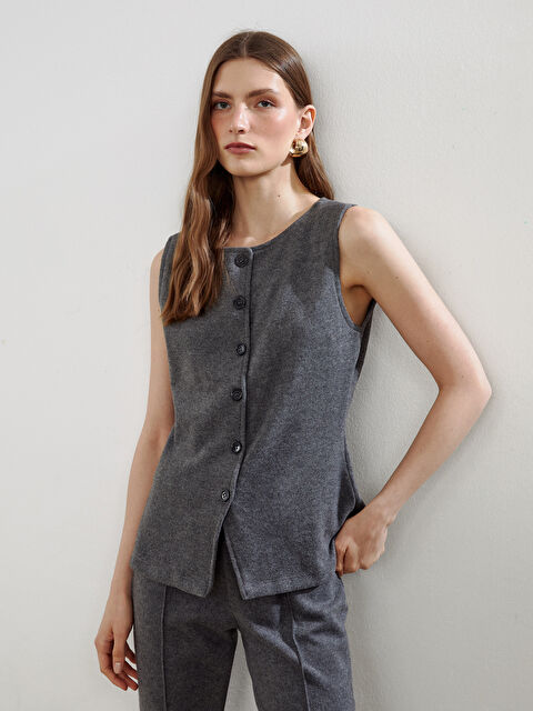 LCW Vision Bisiklet Yaka Kadın Triko Yelek - S5OA46Z8-D5D