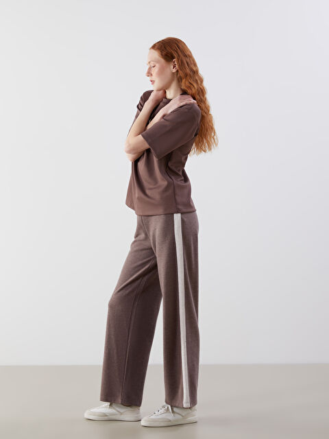 LCW Vision Beli Lastikli Şerit Detaylı Kadın Triko Pantolon - S5OA51Z8-D3G