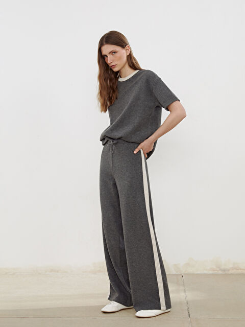 LCW Vision Beli Lastikli Şerit Detaylı Kadın Triko Pantolon - S5OA51Z8-D5D