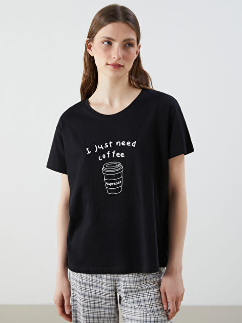 LCW DREAM Bisiklet Yaka Baskılı Kadın Pijama Takımı - S5OA63Z8-LKX