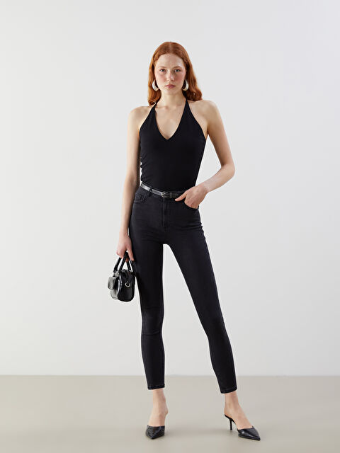 LCW Jeans Beli Kemerli Jüpiter Süper Skinny Fit Kadın Jean Pantolon - S5OA76Z8-327