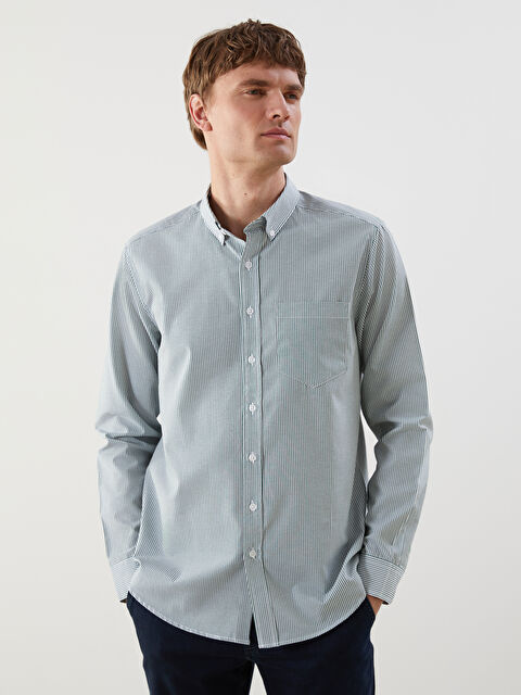 LCWAIKIKI Classic Regular Fit Uzun Kollu Çizgili Poplin Erkek Gömlek - S5OA85Z8-LFT