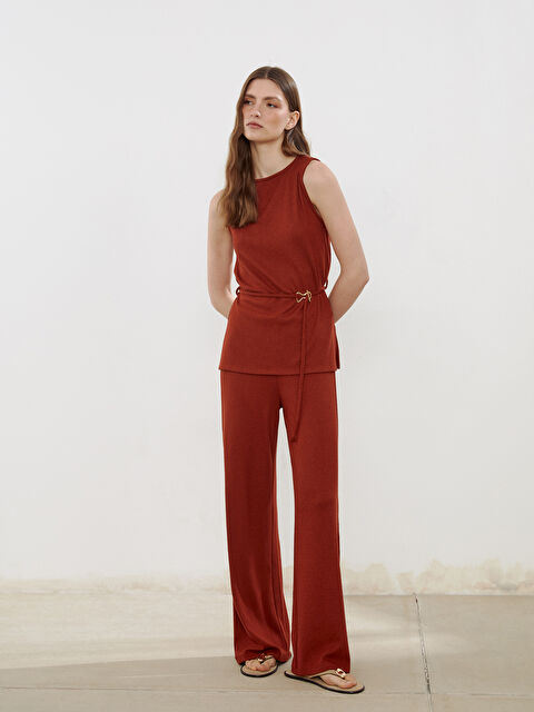 LCW Vision Beli Lastikli Geniş Paça Kadın Triko Pantolon - S5OA93Z8-D3G