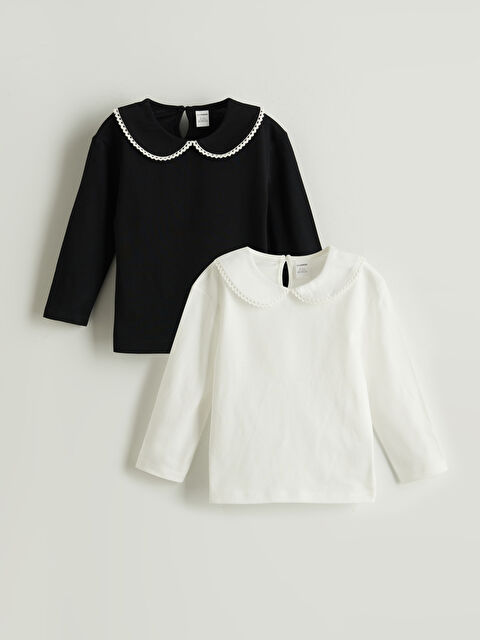 LCW Kids Bebe Yaka Basic Kız Çocuk Tişört 2'li - S5OA99Z1-R9J