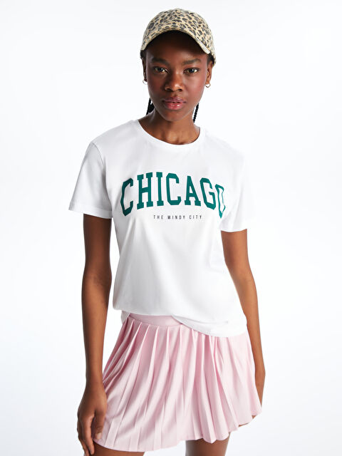 XSIDE T-Shirt Col Rond Imprimé Chicago Pour Femmes - S5OB11Z8-Q6K